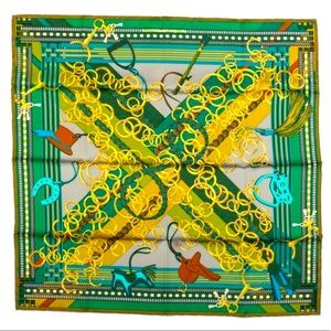 Hermès Bag Charms Green Silk Scarf